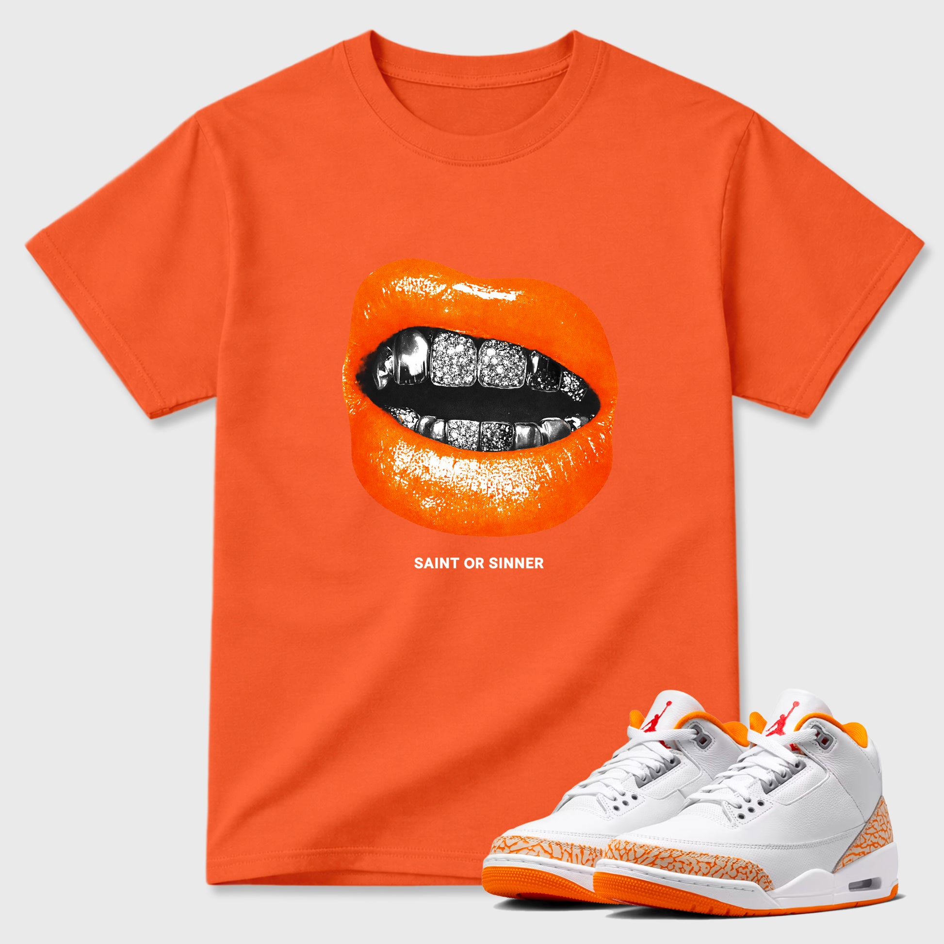 Sneaker match tees – Sneaker Tees To Match Air Jordan 3 Orange Citrus Shoes – Sinner or Saint Tee Orange 1