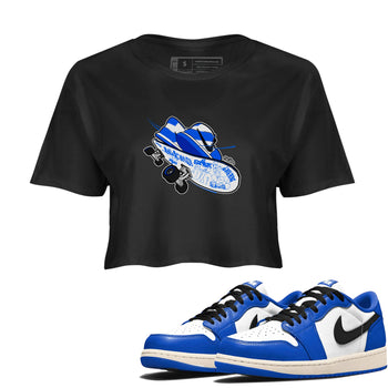 AJ1 Game Royal shirt to match jordans Skateboard sneaker tees Air Jordan 1 Game Royal SNRT Sneaker Release Tees Black 1 crop length shirt