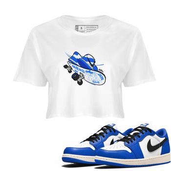 AJ1 Game Royal shirt to match jordans Skateboard sneaker tees Air Jordan 1 Game Royal SNRT Sneaker Release Tees White 1 crop length shirt