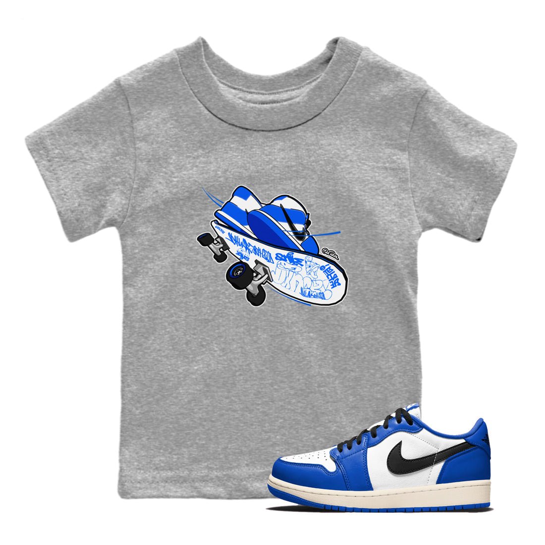 AJ1 Game Royal shirt to match jordans Skateboard sneaker tees Air Jordan 1 Game Royal SNRT sneaker release tees baby toddler Heather Grey 1 cotton Shirt