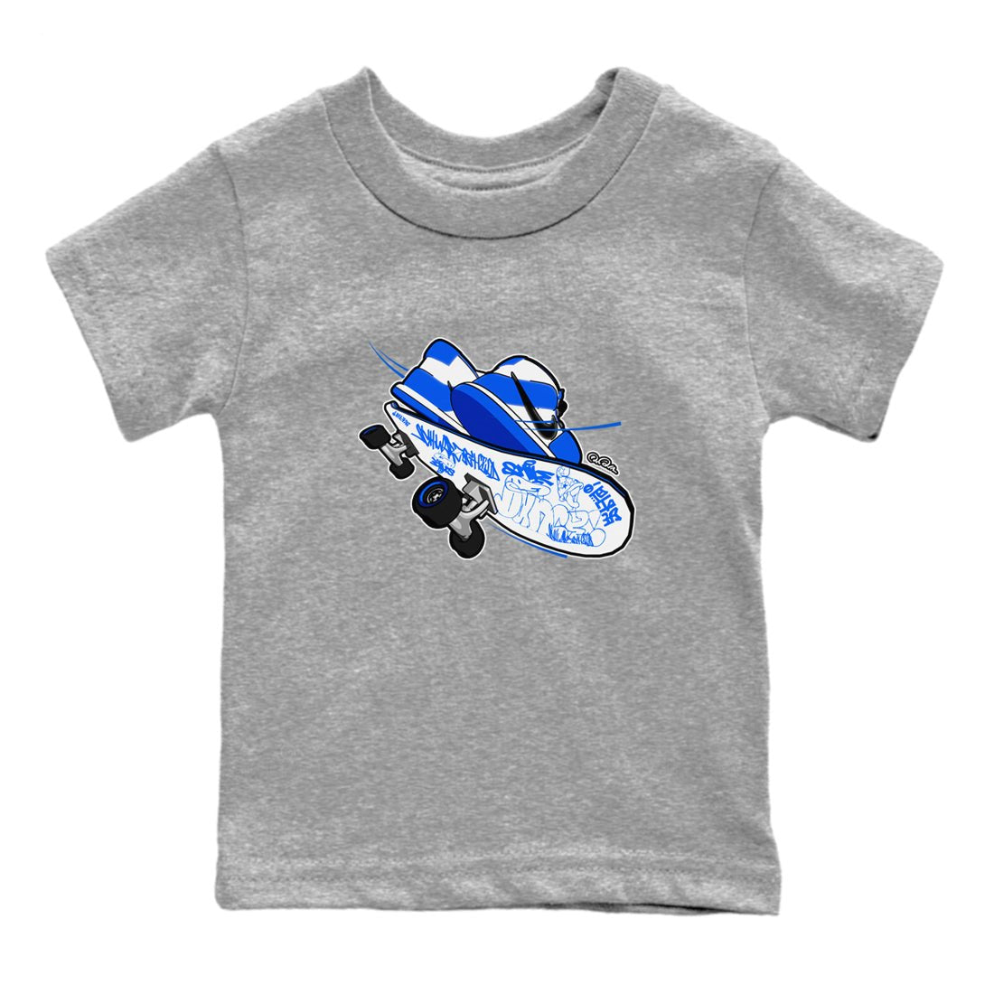 AJ1 Game Royal shirt to match jordans Skateboard sneaker tees Air Jordan 1 Game Royal SNRT sneaker release tees baby toddler Heather Grey 2 cotton Shirt