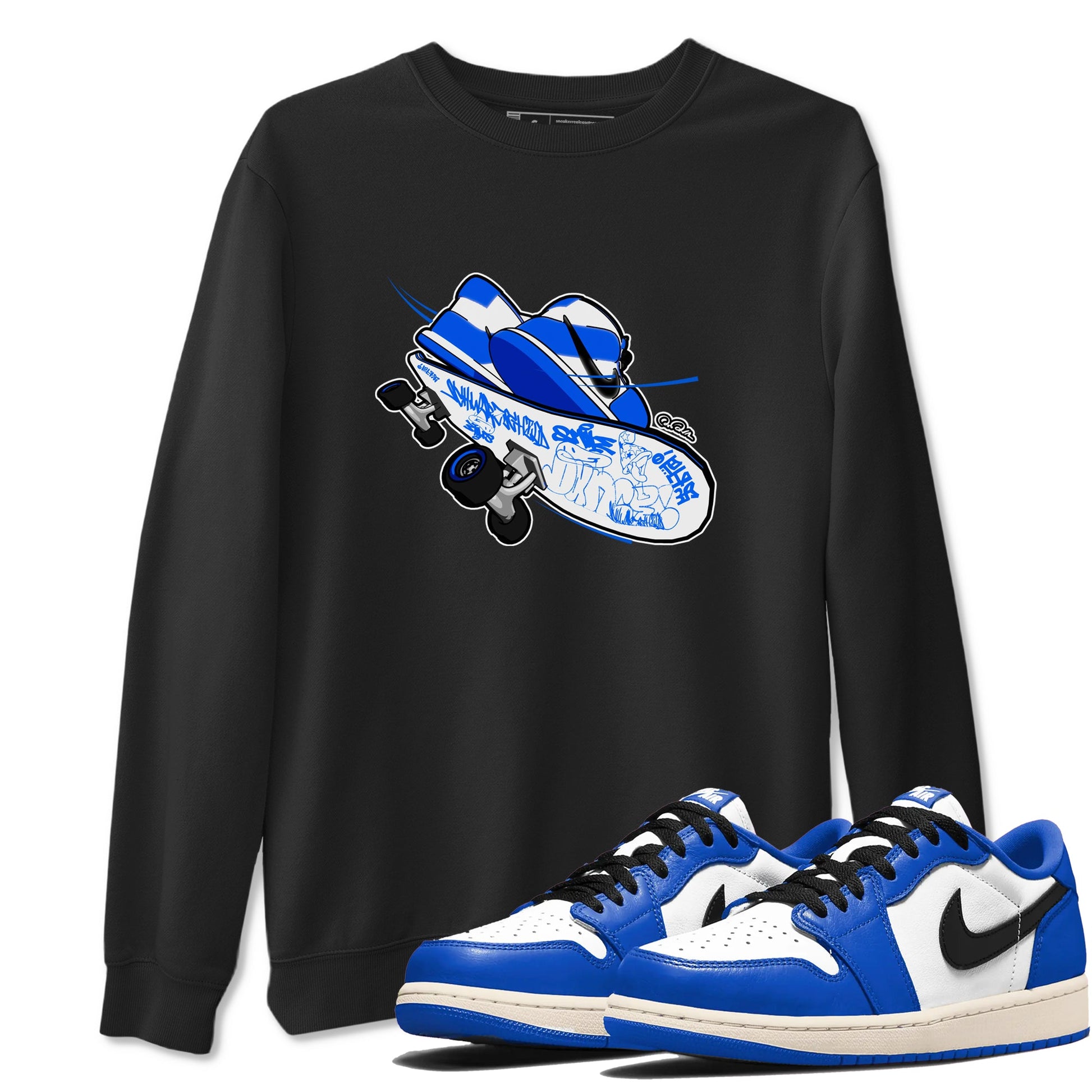 AJ1 Game Royal shirt to match jordans Skateboard sneaker tees Air Jordan 1 Game Royal SNRT Sneaker Release Tees unisex cotton Black 1 crew neck shirt