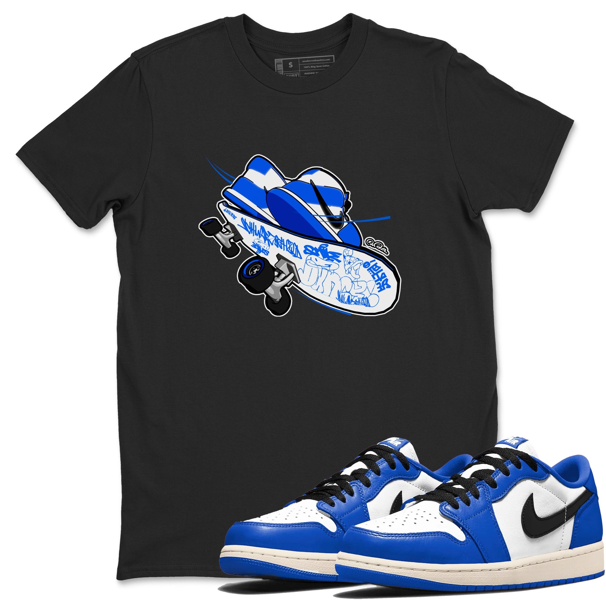 AJ1 Game Royal shirt to match jordans Skateboard sneaker tees Air Jordan 1 Game Royal SNRT Sneaker Release Tees unisex cotton Black 1 crew neck shirt