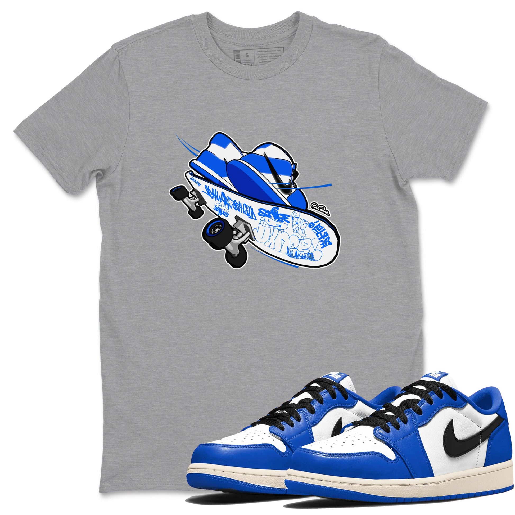 AJ1 Game Royal shirt to match jordans Skateboard sneaker tees Air Jordan 1 Game Royal SNRT Sneaker Release Tees unisex cotton Heather Grey 1 crew neck shirt