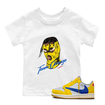 1s Travis Scott Canary shirt to match jordans Ski Mask Gang sneaker tees Air Jordan 1 Travis Scott Canary SNRT sneaker release tees baby toddler White 1 cotton Shirt