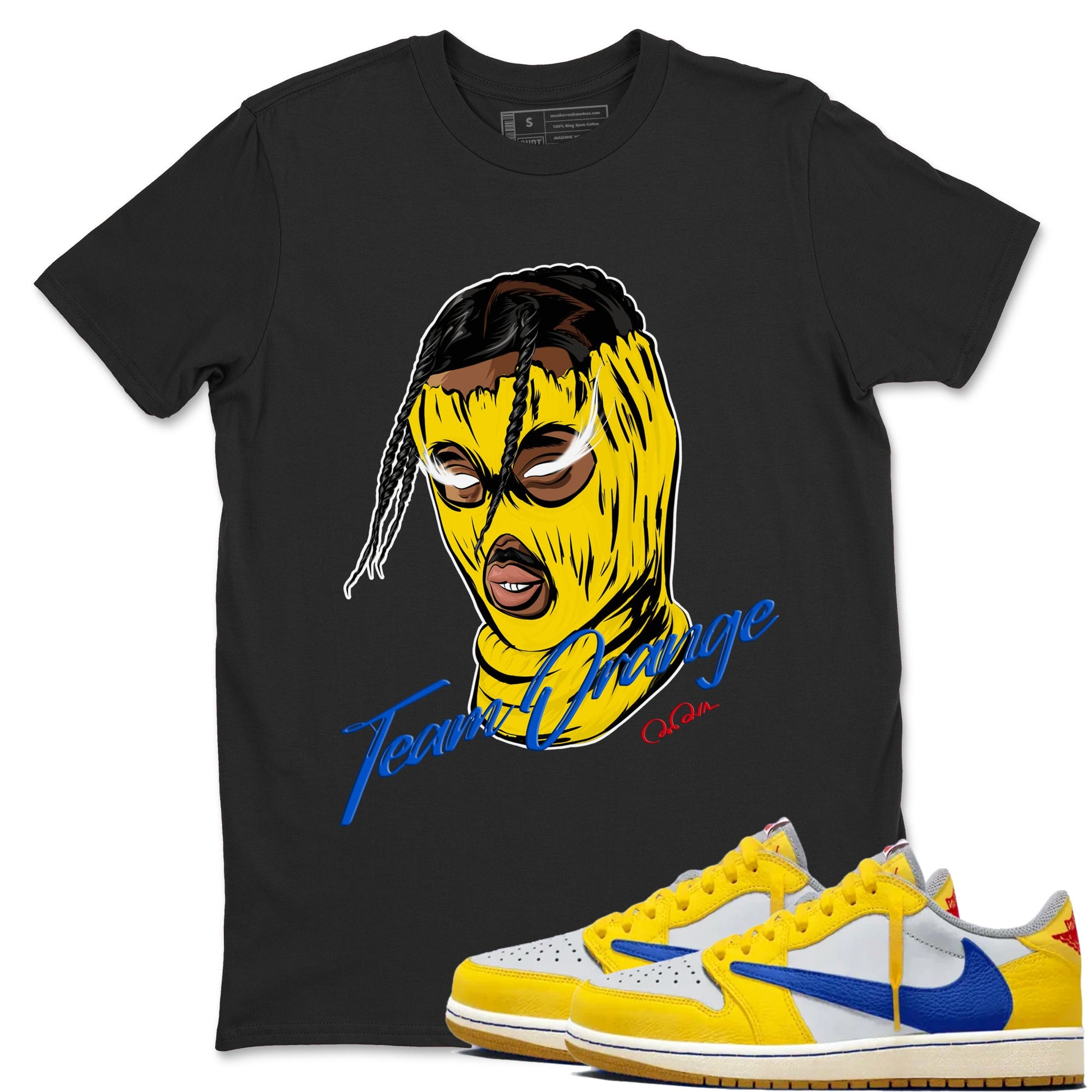 1s Travis Scott Canary shirt to match jordans Ski Mask Gang sneaker tees Air Jordan 1 Travis Scott Canary SNRT Sneaker Release Tees unisex cotton Black 1 crew neck shirt