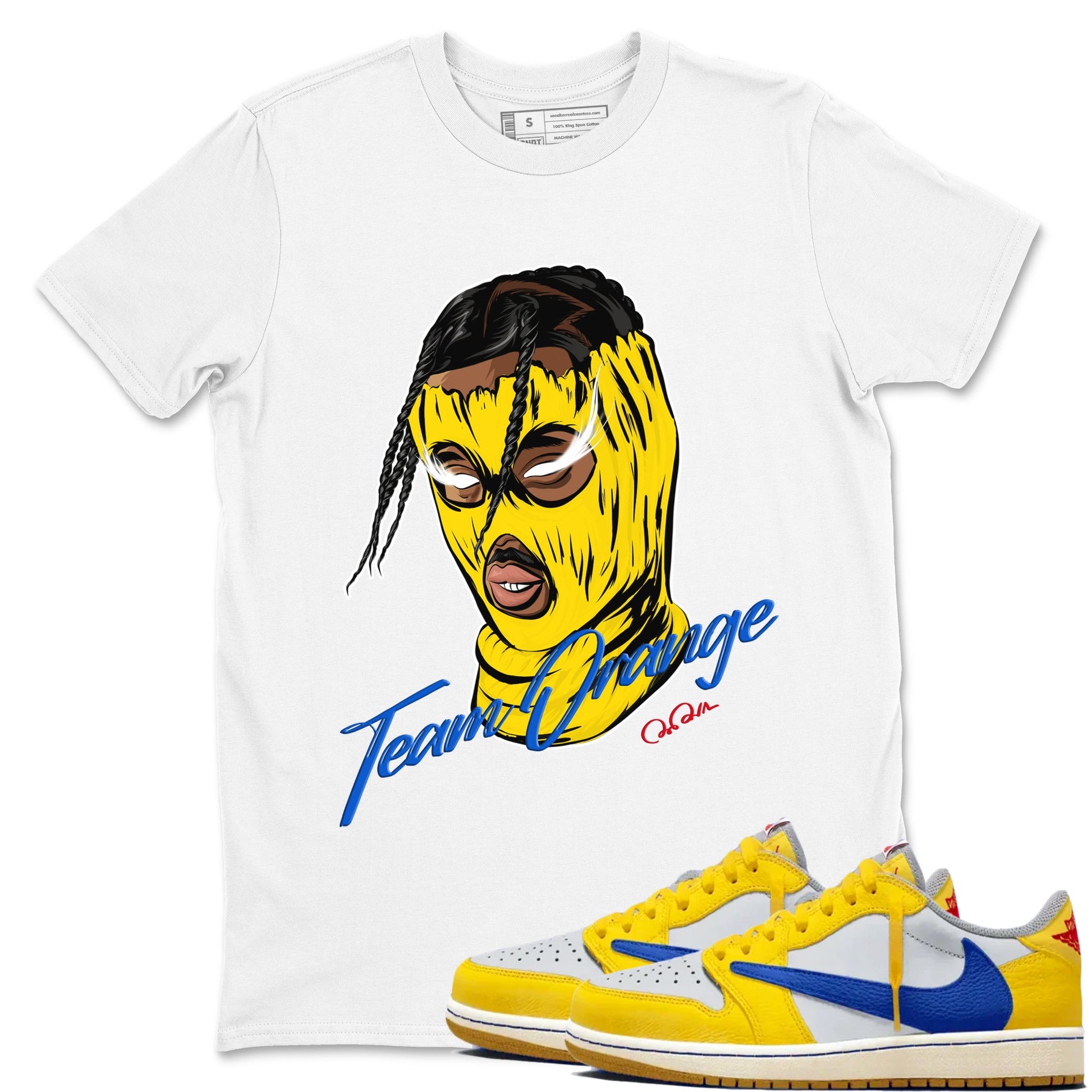 1s Travis Scott Canary shirt to match jordans Ski Mask Gang sneaker tees Air Jordan 1 Travis Scott Canary SNRT Sneaker Release Tees unisex cotton White 1 crew neck shirt