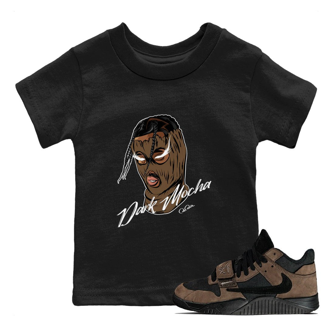 Jordan Jumpman Jack TR Travis Scott Dark Mocha shirts to match jordans Ski Mask Gang sneaker match tees Jordan Jumpman Jack Travis Scott Dark Mocha match shoes to clothes SNRT Sneaker Tees Youth Baby Black 1 tee