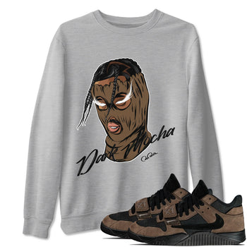 Jordan Jumpman Jack TR Travis Scott Dark Mocha shirts to match jordans Ski Mask Gang sneaker match tees Jordan Jumpman Jack Travis Scott Dark Mocha match shoes to clothes SNRT Sneaker Tees unisex cotton Heather Grey 1 shirts