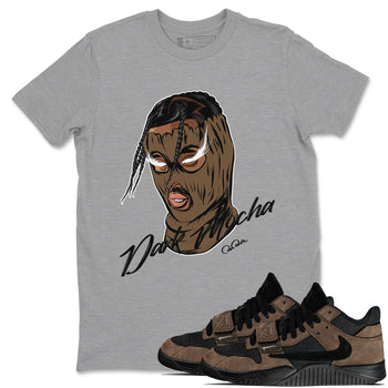 Jordan Jumpman Jack TR Travis Scott Dark Mocha shirts to match jordans Ski Mask Gang sneaker match tees Jordan Jumpman Jack Travis Scott Dark Mocha match shoes to clothes SNRT Sneaker Tees unisex cotton Heather Grey 1 shirts