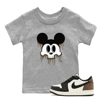AJ1 Mocha shirts to match jordans Skull Mouse sneaker match tees Air Jordan 1 Mocha SNRT Sneaker Tees streetwear brand Baby and Youth Heather Grey 1 cotton tee