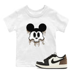 AJ1 Mocha shirts to match jordans Skull Mouse sneaker match tees Air Jordan 1 Mocha SNRT Sneaker Tees streetwear brand Baby and Youth White 1 cotton tee