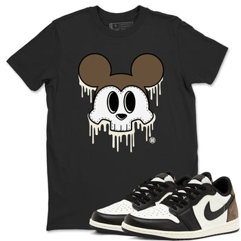AJ1 Mocha shirts to match jordans Skull Mouse sneaker match tees Air Jordan 1 Mocha SNRT Sneaker Tees streetwear brand Black 1 unisex cotton tee