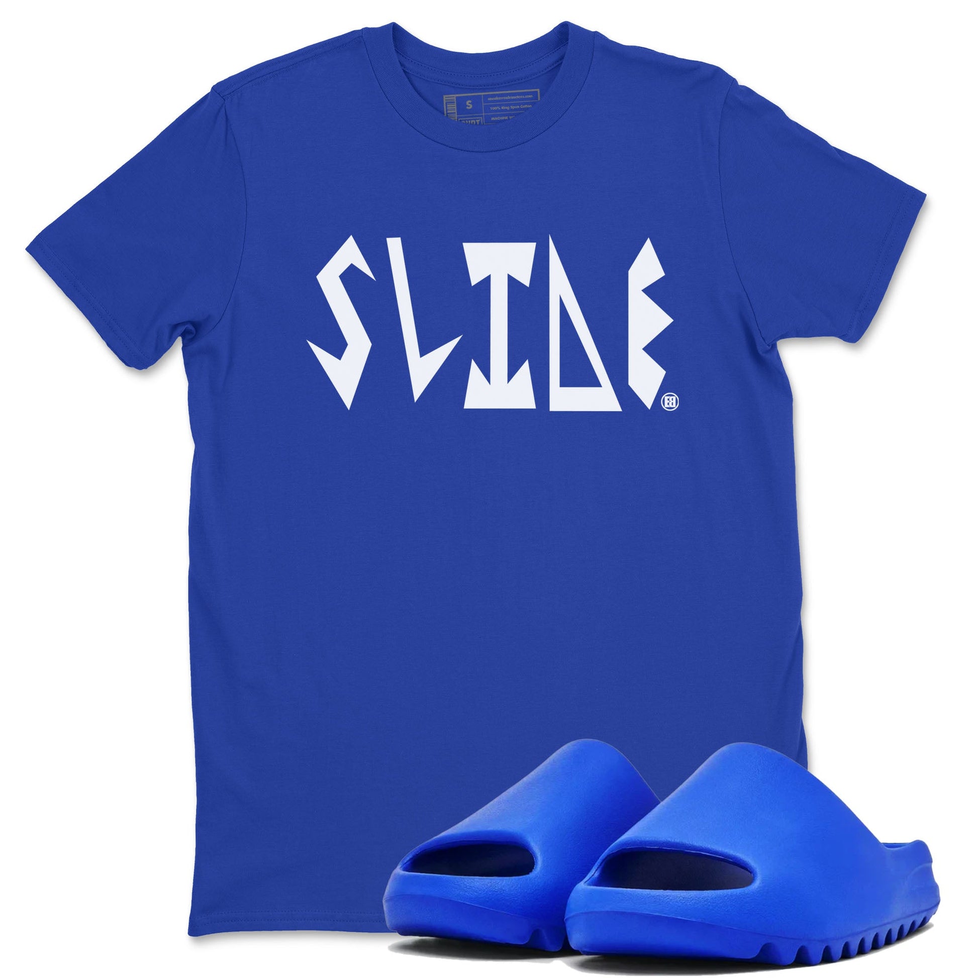 Yeezy Slide Azure shirts to match jordans Slide Letters sneaker match tees Yeezy Slide Azure SNRT Sneaker Tees streetwear brand Royal Blue 1 unisex cotton tee
