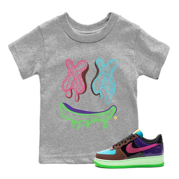 Air Force 1 Undefeated Fauna Brown shirt to match jordans Smile Doodle sneaker tees Air Force 1 Undefeated Fauna Brown SNRT sneaker release tees baby toddler Heather Grey 1 cotton Shirt