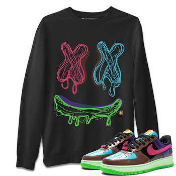 Air Force 1 Undefeated Fauna Brown shirt to match jordans Smile Doodle sneaker tees Air Force 1 Undefeated Fauna Brown SNRT Sneaker Release Tees unisex cotton Black 1 crew neck shirt