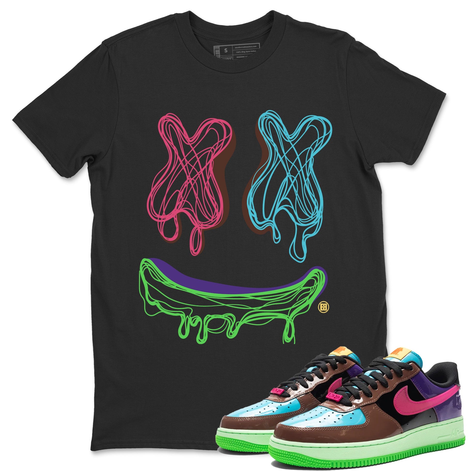 Air Force 1 Undefeated Fauna Brown shirt to match jordans Smile Doodle sneaker tees Air Force 1 Undefeated Fauna Brown SNRT Sneaker Release Tees unisex cotton Black 1 crew neck shirt