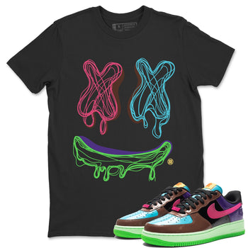 Air Force 1 Undefeated Fauna Brown shirt to match jordans Smile Doodle sneaker tees Air Force 1 Undefeated Fauna Brown SNRT Sneaker Release Tees unisex cotton Black 1 crew neck shirt