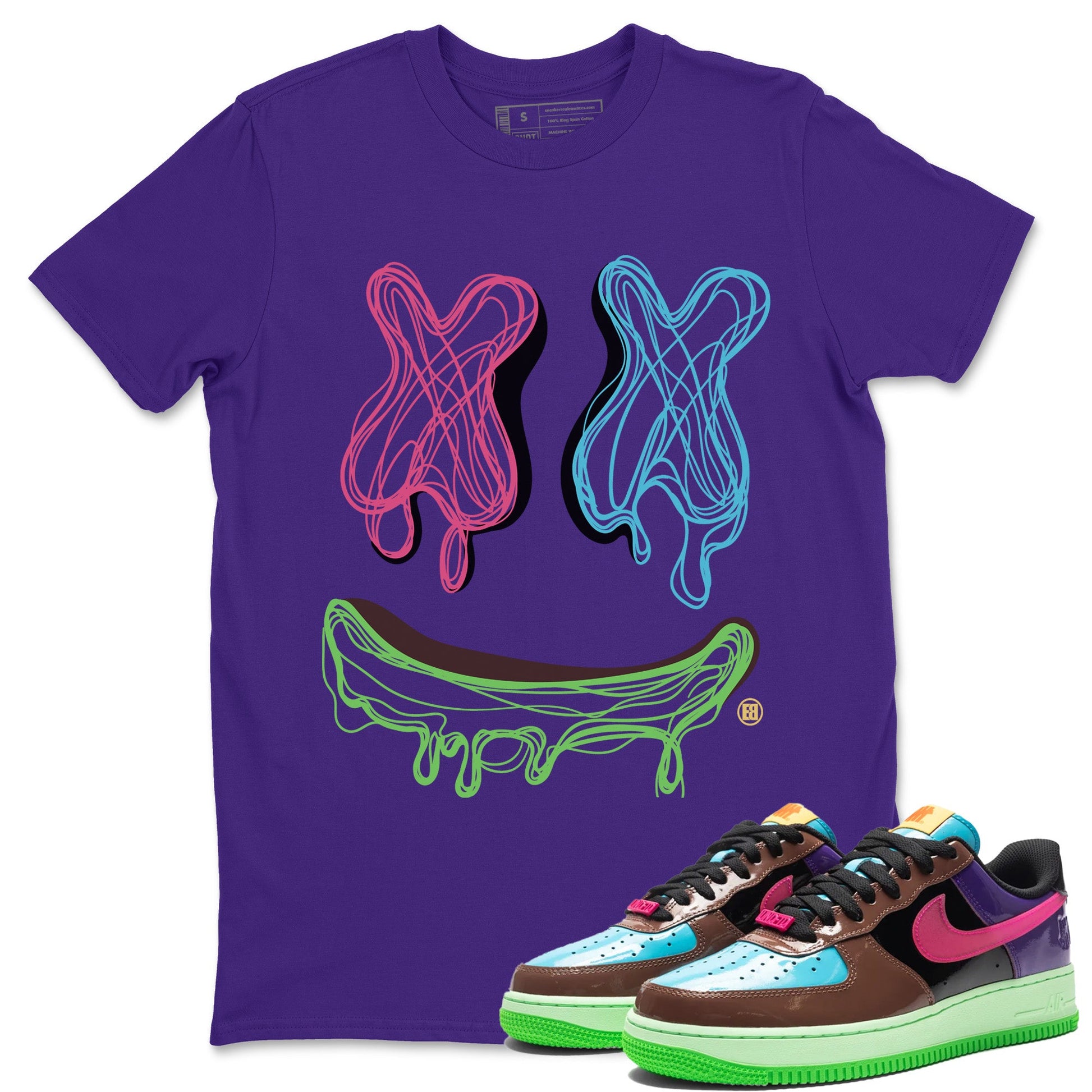 Air Force 1 Undefeated Fauna Brown shirt to match jordans Smile Doodle sneaker tees Air Force 1 Undefeated Fauna Brown SNRT Sneaker Release Tees unisex cotton Purple 1 crew neck shirt