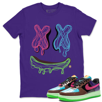 Air Force 1 Undefeated Fauna Brown shirt to match jordans Smile Doodle sneaker tees Air Force 1 Undefeated Fauna Brown SNRT Sneaker Release Tees unisex cotton Purple 1 crew neck shirt