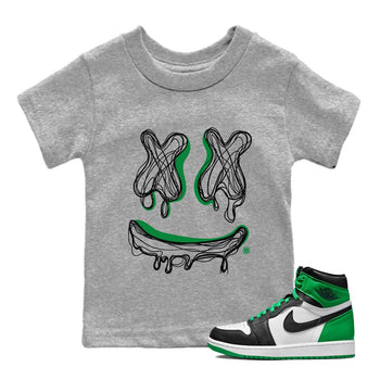 Air Jordan 1 Celtics shirt to match jordans Smile Doodle sneaker tees Air Jordan 1 Celtics SNRT sneaker release tees baby toddler Heather Grey 1 cotton Shirt