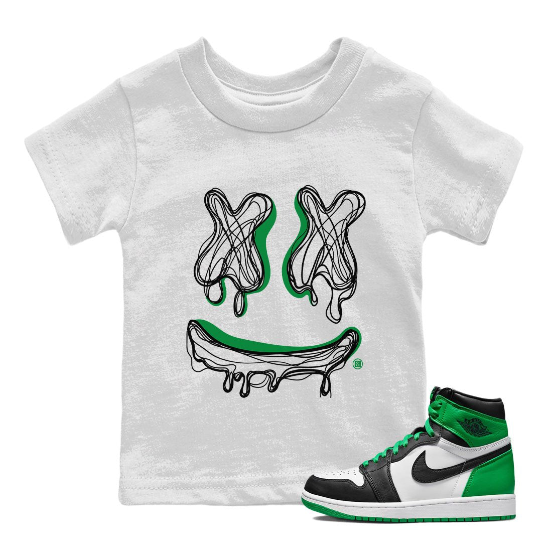 Air Jordan 1 Celtics shirt to match jordans Smile Doodle sneaker tees Air Jordan 1 Celtics SNRT sneaker release tees baby toddler White 1 cotton Shirt
