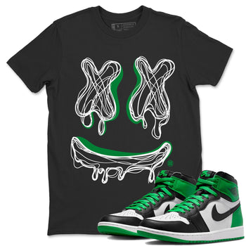 Air Jordan 1 Celtics shirt to match jordans Smile Doodle sneaker tees Air Jordan 1 Celtics SNRT Sneaker Release Tees unisex cotton Black 1 crew neck shirt