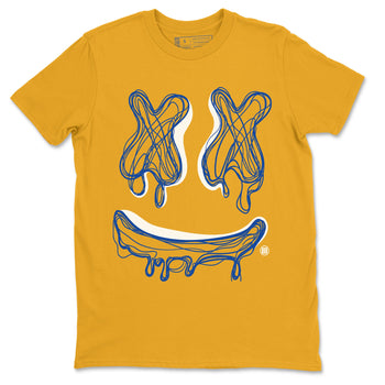 Air Jordan 1 Game Royal Varsity Maize shirt to match jordans Smile Doodle sneaker tees Air Jordan 1 Game Royal Varsity Maize SNRT Sneaker Release Tees unisex cotton Gold 2 crew neck shirt