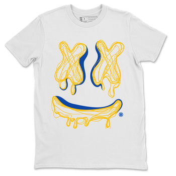 Air Jordan 1 Game Royal Varsity Maize shirt to match jordans Smile Doodle sneaker tees Air Jordan 1 Game Royal Varsity Maize SNRT Sneaker Release Tees unisex cotton White 2 crew neck shirt