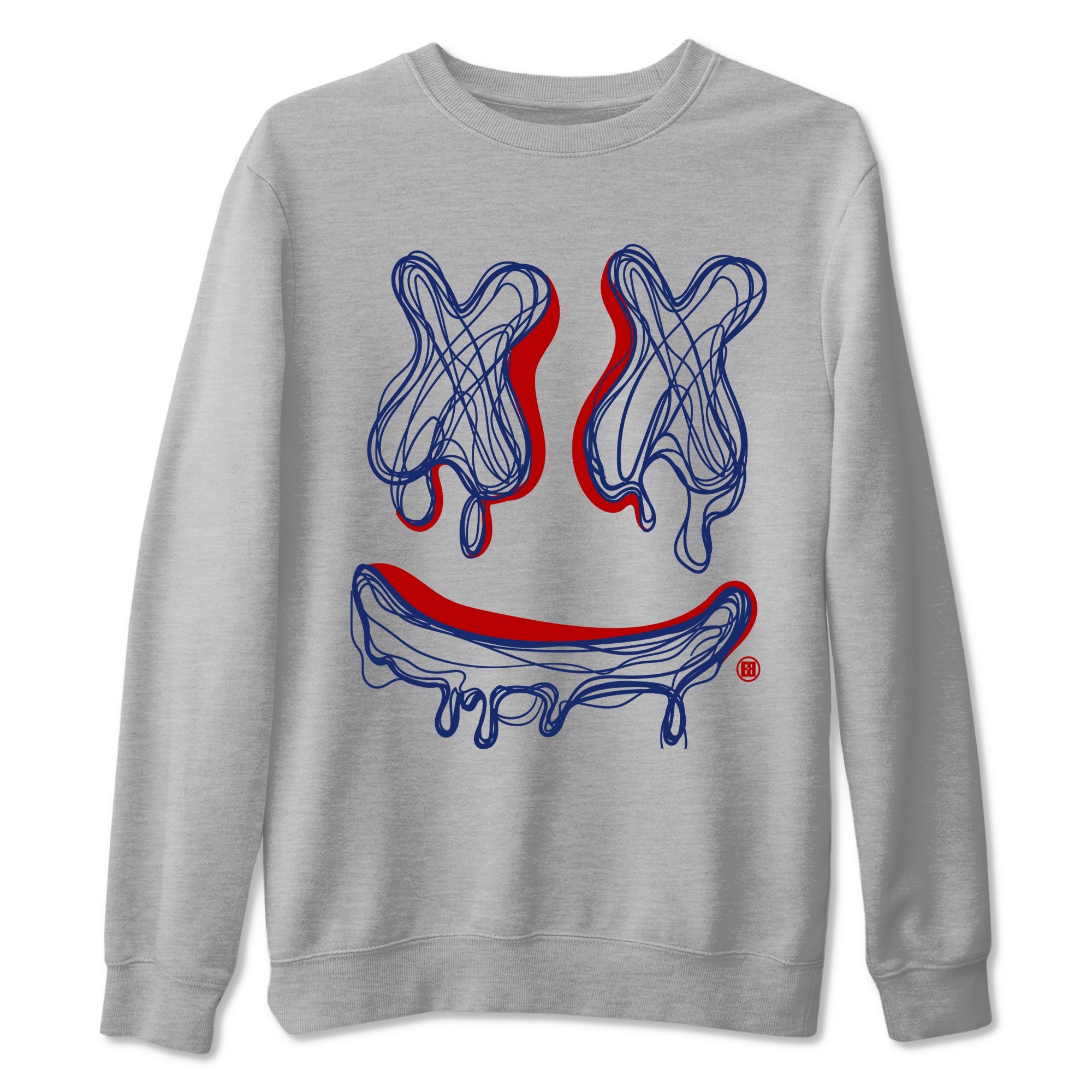 1s Rare Air shirts to match jordans Smile Doodle sneaker match tees Air Jordan 1 High OG Rare Air Deep Royal Blue match shoes to clothes SNRT Sneaker Tees unisex cotton Heather Grey 2 shirts
