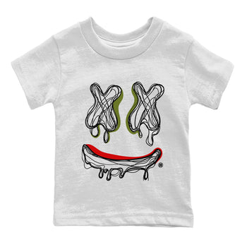 Air Jordan 1 Travis Scott Olive shirt to match jordans Smile Doodle sneaker tees Air Jordan 1 Travis Scott Olive SNRT sneaker release tees baby toddler White 2 cotton Shirt