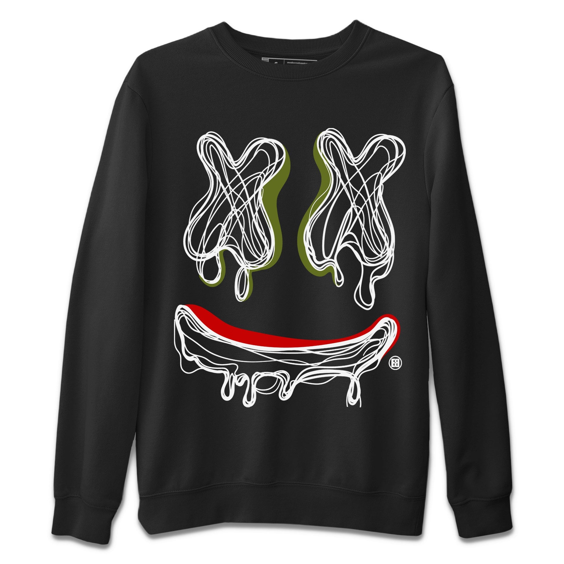 Air Jordan 1 Travis Scott Olive shirt to match jordans Smile Doodle sneaker tees Air Jordan 1 Travis Scott Olive SNRT Sneaker Release Tees unisex cotton Black 2 crew neck shirt