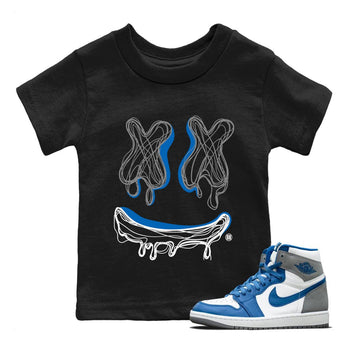 Air Jordan 1 True Blue shirt to match jordans Smile Doodle sneaker tees Air Jordan 1 True Blue SNRT sneaker release tees baby toddler Black 1 cotton Shirt
