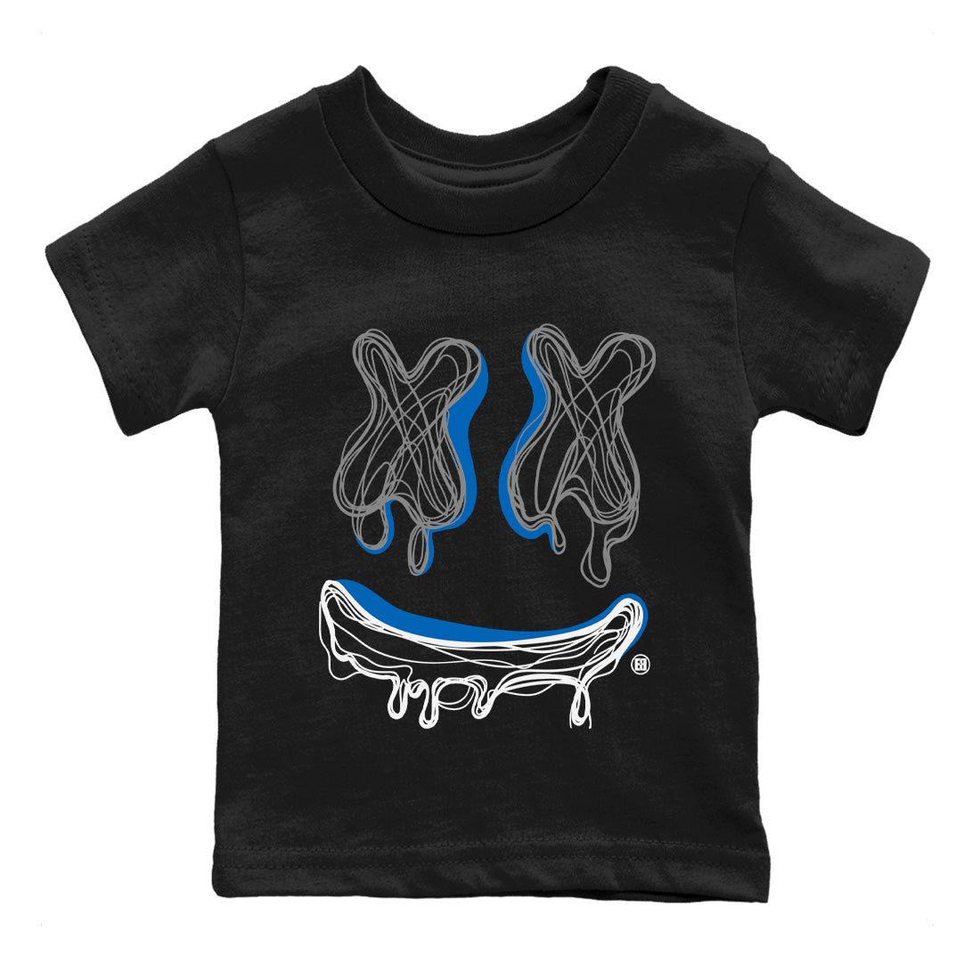 Air Jordan 1 True Blue shirt to match jordans Smile Doodle sneaker tees Air Jordan 1 True Blue SNRT sneaker release tees baby toddler Black 2 cotton Shirt
