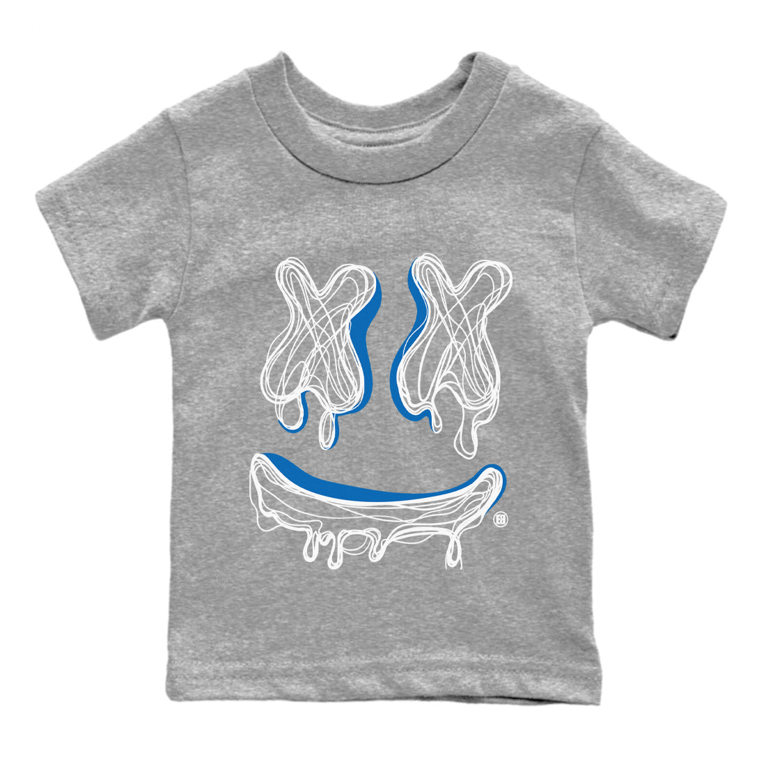 Air Jordan 1 True Blue shirt to match jordans Smile Doodle sneaker tees Air Jordan 1 True Blue SNRT sneaker release tees baby toddler Heather Grey 2 cotton Shirt