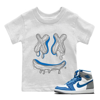 Air Jordan 1 True Blue shirt to match jordans Smile Doodle sneaker tees Air Jordan 1 True Blue SNRT sneaker release tees baby toddler White 1 cotton Shirt