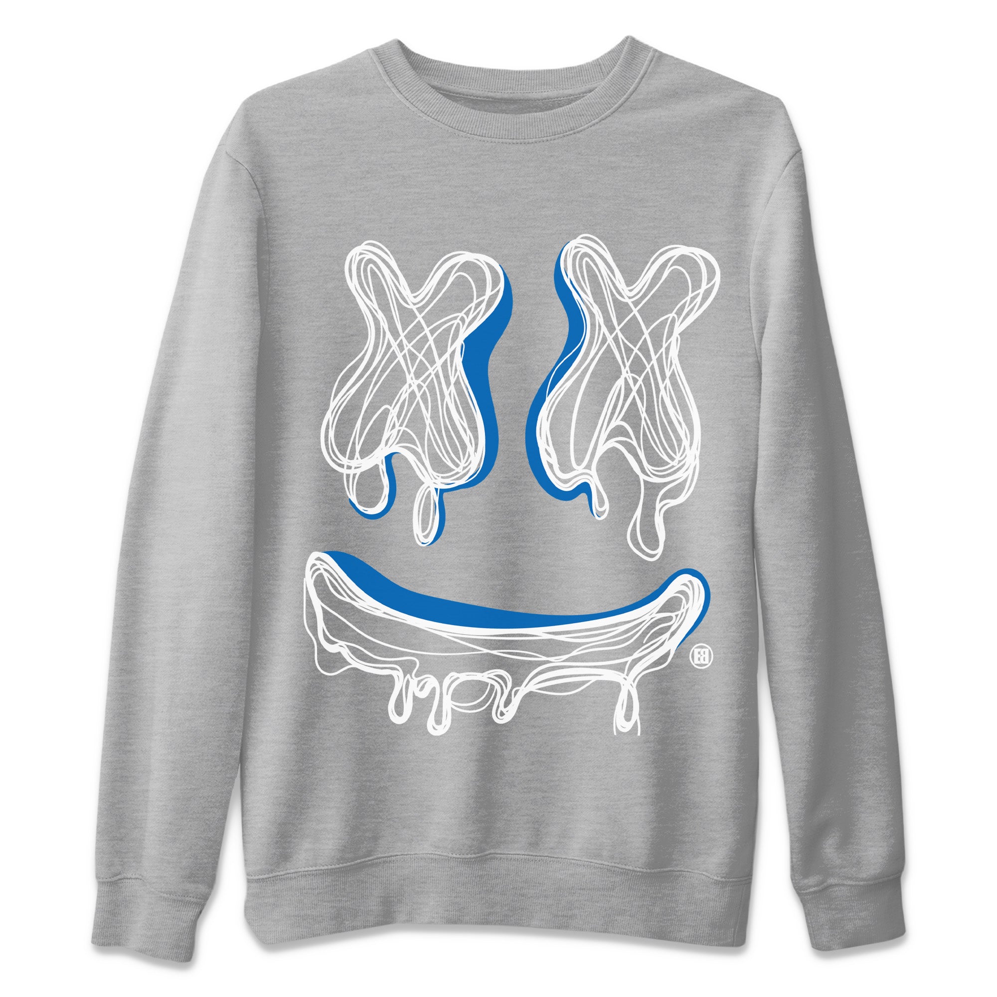 Air Jordan 1 True Blue shirt to match jordans Smile Doodle sneaker tees Air Jordan 1 True Blue SNRT Sneaker Release Tees unisex cotton Heather Grey 2 crew neck shirt