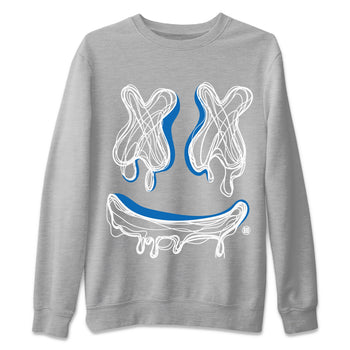 Air Jordan 1 True Blue shirt to match jordans Smile Doodle sneaker tees Air Jordan 1 True Blue SNRT Sneaker Release Tees unisex cotton Heather Grey 2 crew neck shirt