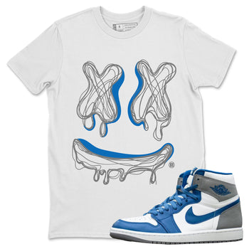 Air Jordan 1 True Blue shirt to match jordans Smile Doodle sneaker tees Air Jordan 1 True Blue SNRT Sneaker Release Tees unisex cotton White 1 crew neck shirt