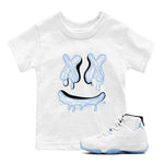 11s Legend Blue shirts to match jordans Smile Doodle sneaker match tees Air Jordan 11 Legend Blue SNRT Sneaker Release Tees Youth Baby White 1 crew neck shirts