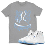 11s Legend Blue shirts to match jordans Smile Doodle sneaker match tees Air Jordan 11 Legend Blue SNRT Sneaker Release Tees unisex cotton Heather Grey 1 crew neck shirts