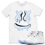 11s Legend Blue shirts to match jordans Smile Doodle sneaker match tees Air Jordan 11 Legend Blue SNRT Sneaker Release Tees unisex cotton White 1 crew neck shirts