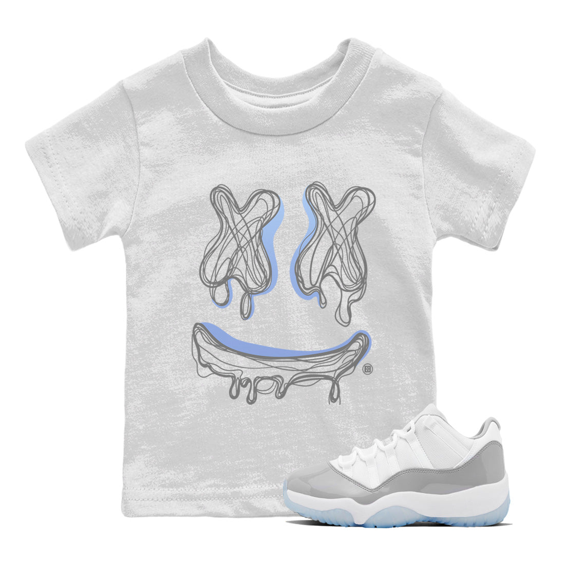 Air Jordan 11 White Cement shirt to match jordans Smile Doodle sneaker tees Air Jordan 11 White Cement SNRT sneaker release tees baby toddler White 1 cotton Shirt