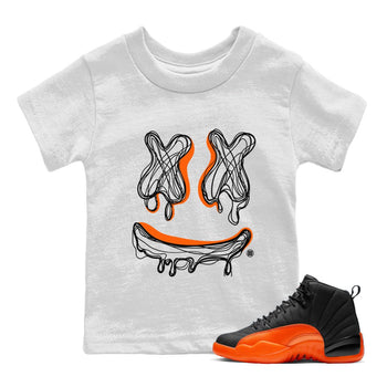 Air Jordan 12 Brilliant Orange shirt to match jordans Smile Doodle sneaker tees Air Jordan 12 Brilliant Orange SNRT sneaker release tees baby toddler White 1 cotton Shirt