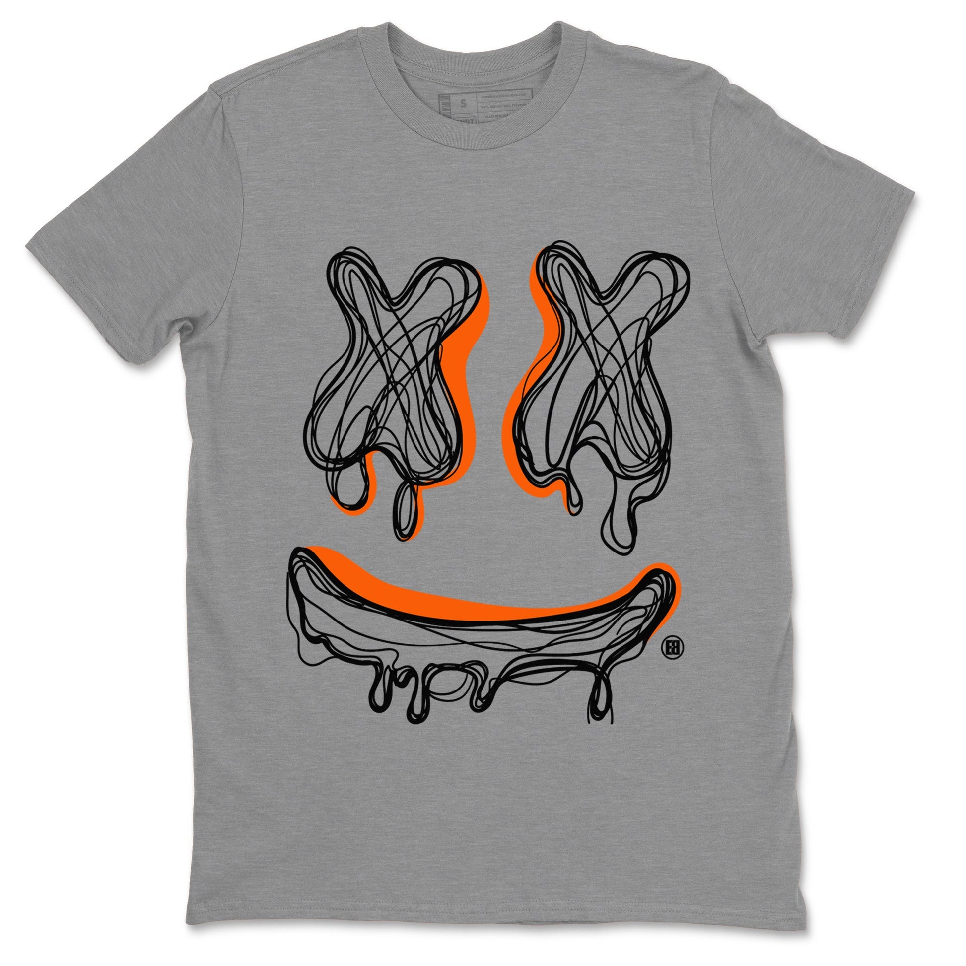 Air Jordan 12 Brilliant Orange shirt to match jordans Smile Doodle sneaker tees Air Jordan 12 Brilliant Orange SNRT Sneaker Release Tees unisex cotton Heather Grey 2 crew neck shirt