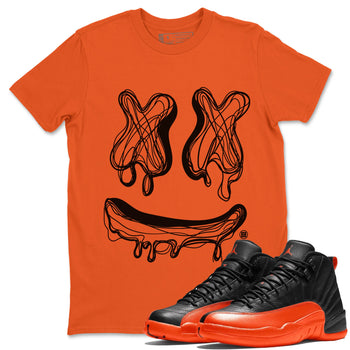 Air Jordan 12 Brilliant Orange shirt to match jordans Smile Doodle sneaker tees Air Jordan 12 Brilliant Orange SNRT Sneaker Release Tees unisex cotton Orange 1 crew neck shirt
