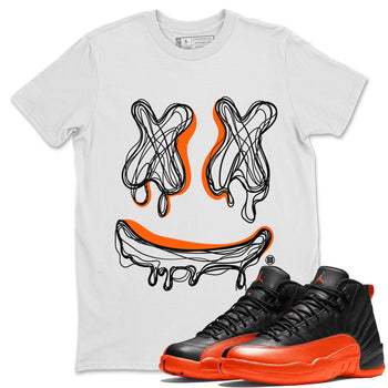 Air Jordan 12 Brilliant Orange shirt to match jordans Smile Doodle sneaker tees Air Jordan 12 Brilliant Orange SNRT Sneaker Release Tees unisex cotton White 1 crew neck shirt
