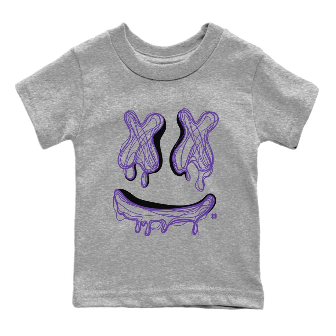 Air Jordan 12 Field Purple shirt to match jordans Smile Doodle sneaker tees Air Jordan 12 Field Purple SNRT sneaker release tees baby toddler Heather Grey 2 cotton Shirt