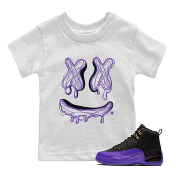 Air Jordan 12 Field Purple shirt to match jordans Smile Doodle sneaker tees Air Jordan 12 Field Purple SNRT sneaker release tees baby toddler White 1 cotton Shirt