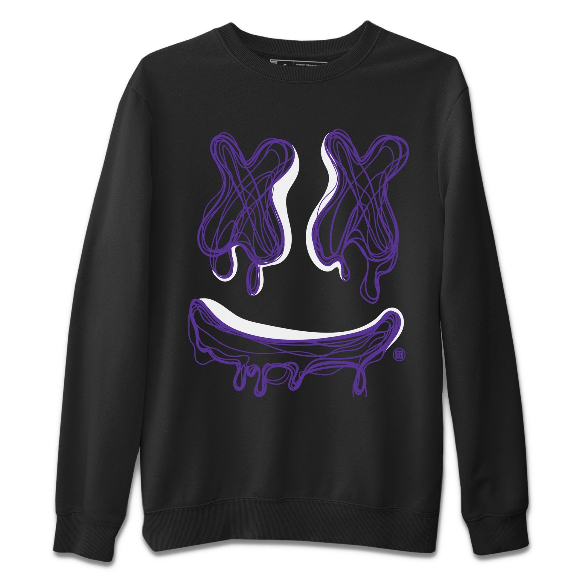 Air Jordan 12 Field Purple shirt to match jordans Smile Doodle sneaker tees Air Jordan 12 Field Purple SNRT Sneaker Release Tees unisex cotton Black 2 crew neck shirt